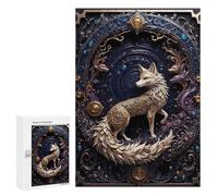 Jigsaw Puzzles 300 PCS for Teenagerss Golden Art FoxSteampunk Puzzles for Adults Fun Games Difficult Hard Challenging To Complete 300 PCS