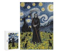 Jigsaw Puzzles 300 PCS for Teenagerss Grim Cats on Starry Night Jigsaws for Adults Relax Games Precision Cutting Deal As Gifts for The Whole Family 300 PCS