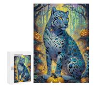 Jigsaw Puzzles 300 PCS for Teenagerss Halloween Leopard in Forest Jigsaw Puzzle DIY Toys A Work of Art Deal As Gifts for The Whole Family 300 PCS