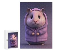 Jigsaw Puzzles 300 PCS for Teenagerss Hamster 3D Purple Hoodie Jigsaw for Adults Hands-on Game Wall Art Challenging To Complete 300 PCS