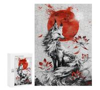 Jigsaw Puzzles 300 PCS for Teenagerss Kitsune Japanese Fox Puzzles for Adults Fun Games Difficult Hard Challenging To Complete 300 PCS