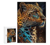 Jigsaw Puzzles 300 PCS for Teenagerss Leopard in Abstract Colors Jigsaw for Adults Hands-on Game Wall Art Challenging To Complete 300 PCS