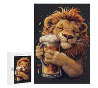 Jigsaw Puzzles 300 PCS for Teenagerss Lion Beer Jigsaws for Adults Relax Games Precision Cutting Deal As Gifts for The Whole Family 300 PCS