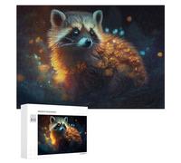 Jigsaw Puzzles 300 PCS for Teenagerss Magical Glowing Raccoon in Forest Jigsaws for Adults Hands-on Game But Fun And Humorous Deal As Gifts for The Whole Family 300 PCS