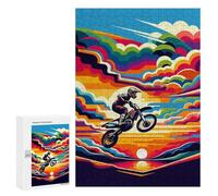 Jigsaw Puzzles 300 PCS for Teenagerss Motocross Sunset Wpap Jigsaws for Adults Toy Wall Decor Difficult Hard Challenging To Complete 300 PCS