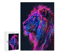 Jigsaw Puzzles 300 PCS for Teenagerss Neon Glitch Lion Jigsaw for Adults Hands-on Game But Fun And Humorous for Birthday, Chrismas 300 PCS