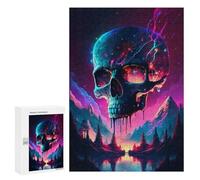 Jigsaw Puzzles 300 PCS for Teenagerss Neon Skull Reflections Jigsaws for Adults Hands-on Game But Fun And Humorous Birthday Present, Gifts, 300 PCS