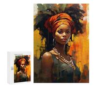 Jigsaw Puzzles 300 PCS for Teenagerss Painted African Woman Puzzles for Adults Fun Games Difficult Hard Challenging To Complete 300 PCS
