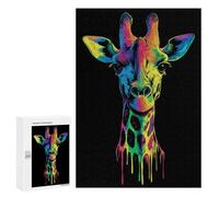 Jigsaw Puzzles 300 PCS for Teenagerss Pop Art Rainbow Giraffe Jigsaws for Adults Hands-on Game But Fun And Humorous Birthday Present, Gifts, 300 PCS