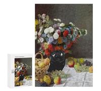 Jigsaw Puzzles 300 PCS for Teenagerss Pug Flowers Still Life Claude Monet Puzzles for Adults Fun Games Difficult Hard Challenging To Complete 300 PCS