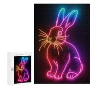 Jigsaw Puzzles 300 PCS for Teenagerss Rabbit Neon Animal Jigsaw for Adults Hands-on Game But Fun And Humorous for Birthday, Chrismas 300 PCS