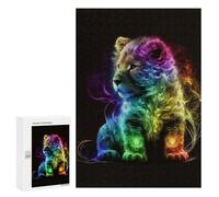 Jigsaw Puzzles 300 PCS for Teenagerss Rainbow Lion Cub Art Print Puzzles for Adults Fun Games Difficult Hard Challenging To Complete 300 PCS