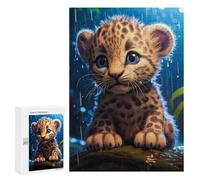 Jigsaw Puzzles 300 PCS for Teenagerss Rainy Leopard Cub Jigsaw for Adults Hands-on Game Wall Art Challenging To Complete 300 PCS