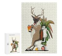Jigsaw Puzzles 300 PCS for Teenagerss Reindeer Using Toilet Jigsaws for Adults Relax Games Precision Cutting Deal As Gifts for The Whole Family 300 PCS