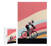 Jigsaw Puzzles 300 PCS for Teenagerss Retro Minimalist Cyclist Jigsaws for Adults Toy Wall Decor Difficult Hard Challenging To Complete 300 PCS