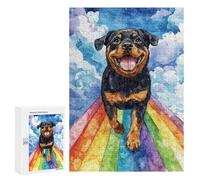 Jigsaw Puzzles 300 PCS for Teenagerss Rottweiler on Rainbow Bridge Jigsaws for Adults Hands-on Game But Fun And Humorous Birthday Present, Gifts, 300 PCS