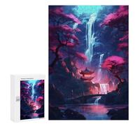 Jigsaw Puzzles 300 PCS for Teenagerss Sakura Waterfall Temple Jigsaws for Adults Relax Games Precision Cutting Deal As Gifts for The Whole Family 300 PCS