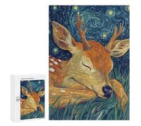 Jigsaw Puzzles 300 PCS for Teenagerss Sleeping Deer Under Starry Night Jigsaw for Adults DIY Toys But Fun And Humorous Educational Challenge 300 PCS