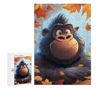 Jigsaw Puzzles 300 PCS for Teenagerss Smiling Gorilla in Autumn Jigsaw for Adults Hands-on Game But Fun And Humorous for Birthday, Chrismas 300 PCS