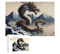 Jigsaw Puzzles 300 PCS for Teenagerss Snow-Covered Mountain Dragon Jigsaws for Adults Hands-on Game But Fun And Humorous Deal As Gifts for The Whole Family 300 PCS