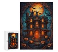 Jigsaw Puzzles 300 PCS for Teenagerss Spooky Halloween Haunted House Puzzles for Adults Fun Games Difficult Hard Challenging To Complete 300 PCS