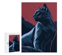 Jigsaw Puzzles 300 PCS for Teenagerss Stylized Black Cat Illustration Jigsaws for Adults Relax Games Precision Cutting Deal As Gifts for The Whole Family 300 PCS