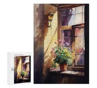 Jigsaw Puzzles 300 PCS for Teenagerss Sunlit Window with Flowers Adult Jigsaw Puzzle DIY Toys For Family Fun Help The Brain Exercise 300 PCS