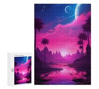 Jigsaw Puzzles 300 PCS for Teenagerss Sunset Synthwave Reverie Jigsaw for Adults DIY Toys Analysis And Logic Deal As Gifts for The Whole Family 300 PCS