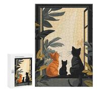 Jigsaw Puzzles 300 PCS for Teenagerss Three Cats Looking Out Window Adult Jigsaw Puzzle Family Game A Work of Art Deal As Gifts for The Whole Family 300 PCS