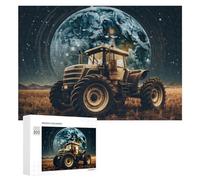 Jigsaw Puzzles 300 PCS for Teenagerss Tractor on Mars with Earth in Background Jigsaw Puzzle DIY Toys A Work of Art Deal As Gifts for The Whole Family 300 PCS