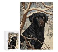 Jigsaw Puzzles 300 PCS for Teenagerss Vintage Black Labrador Jigsaw for Adults DIY Toys Analysis And Logic Deal As Gifts for The Whole Family 300 PCS
