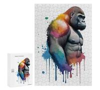 Jigsaw Puzzles 300 PCS for Teenagerss Watercolor Gorilla Jigsaws for Adults Toy Wall Decor Difficult Hard Challenging To Complete 300 PCS