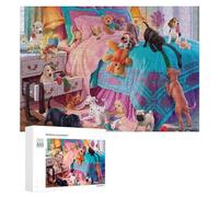 Jigsaw Puzzles 300 PCS for Teenagerss Whimsical Canine Gathering in A Cozy Room Jigsaw Puzzle DIY Toys A Work of Art Deal As Gifts for The Whole Family 300 PCS