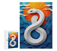 Jigsaw Puzzles 300 PCS for Teenagerss White Snake Paper Art Jigsaws for Adults Relax Games Precision Cutting Deal As Gifts for The Whole Family 300 PCS