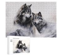 Jigsaw Puzzles 300 PCS for Teenagerss Winter Wolf Pair Jigsaws for Adults Hands-on Game But Fun And Humorous Deal As Gifts for The Whole Family 300 PCS