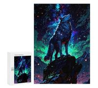 Jigsaw Puzzles 300 PCS for Teenagerss Wolf Howling at Starry Night Sky Adult Jigsaw Puzzle Family Game A Work of Art Deal As Gifts for The Whole Family 300 PCS