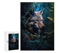 Jigsaw Puzzles 300 PCS for Teenagerss Wolf with Blue Eyes Floral Jigsaw for Adults Hands-on Game But Fun And Humorous for Birthday, Chrismas 300 PCS