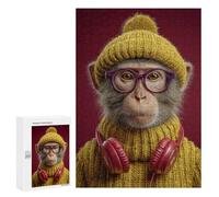 Jigsaw Puzzles 300 PCS Hipster Monkey Fashion Icon Jigsaws for Adults Puzzle Pattern Assembly Educational Challenge Birthday And Unique Gifts 300 PCS