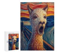 Jigsaw Puzzles 300 PCS Llama Art Print, The Scream Style Jigsaws for Adults Puzzle But Fun And Humorous Every Piece Is Unique - Family Fun & Game Night 300 PCS