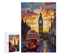 Jigsaw Puzzles 300 PCS London Sunset with Big Ben Jigsaw for Teenagers Improve Memory Difficult And Challenge Brainteaser Family Games 300 PCS