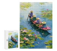 Jigsaw Puzzles 300 PCS Lotus Flower Boat Ride Jigsaws for Adults Puzzle Pattern Assembly Educational Challenge Birthday And Unique Gifts 300 PCS