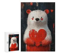 Jigsaw Puzzles 300 PCS Love Heart Polar Bear Art Print Jigsaws for Adults Puzzle Pattern Assembly Educational Challenge Birthday And Unique Gifts 300 PCS