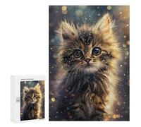 Jigsaw Puzzles 300 PCS Magical Glittering Kitten Jigsaw for Teenagers Improve Memory Difficult And Challenge Brainteaser Family Games 300 PCS