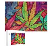 Jigsaw Puzzles 300 PCS Multicolor Leaf Weed Art Wooden Puzzle Personalized Picture Puzzle Family Decoration Puzzles for Adults Challenging Puzzle Family Wedding Graduation Present