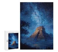 Jigsaw Puzzles 300 PCS Mystical Mayan Pyramid Night Sky Jigsaws for Adults Puzzle But Fun And Humorous Every Piece Is Unique - Family Fun & Game Night 300 PCS