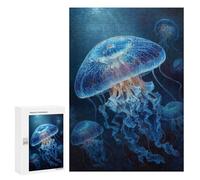 Jigsaw Puzzles 300 PCS Ocean Jellyfish Glow Jigsaw for Teenagers Improve Memory Difficult And Challenge Brainteaser Family Games 300 PCS