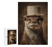 Jigsaw Puzzles 300 PCS Otter in Top Hat Quirky Fashion Statement Jigsaws for Adults Puzzle But Fun And Humorous Every Piece Is Unique - Family Fun & Game Night 300 PCS