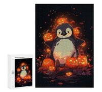 Jigsaw Puzzles 300 PCS Penguin in A Pumpkin Patch Teenagers Puzzles Relax Games Difficult Challenge Unique Birthday And Xmas Gifts 300 PCS