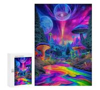 Jigsaw Puzzles 300 PCS Psychedelic Mushroom Forest Jigsaws for Adults Puzzle Pattern Assembly Educational Challenge Birthday And Unique Gifts 300 PCS