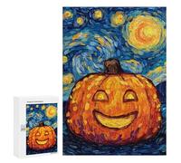 Jigsaw Puzzles 300 PCS Pumpkin Starry Night Painting Jigsaw for Teenagers Improve Memory Difficult And Challenge Brainteaser Family Games 300 PCS